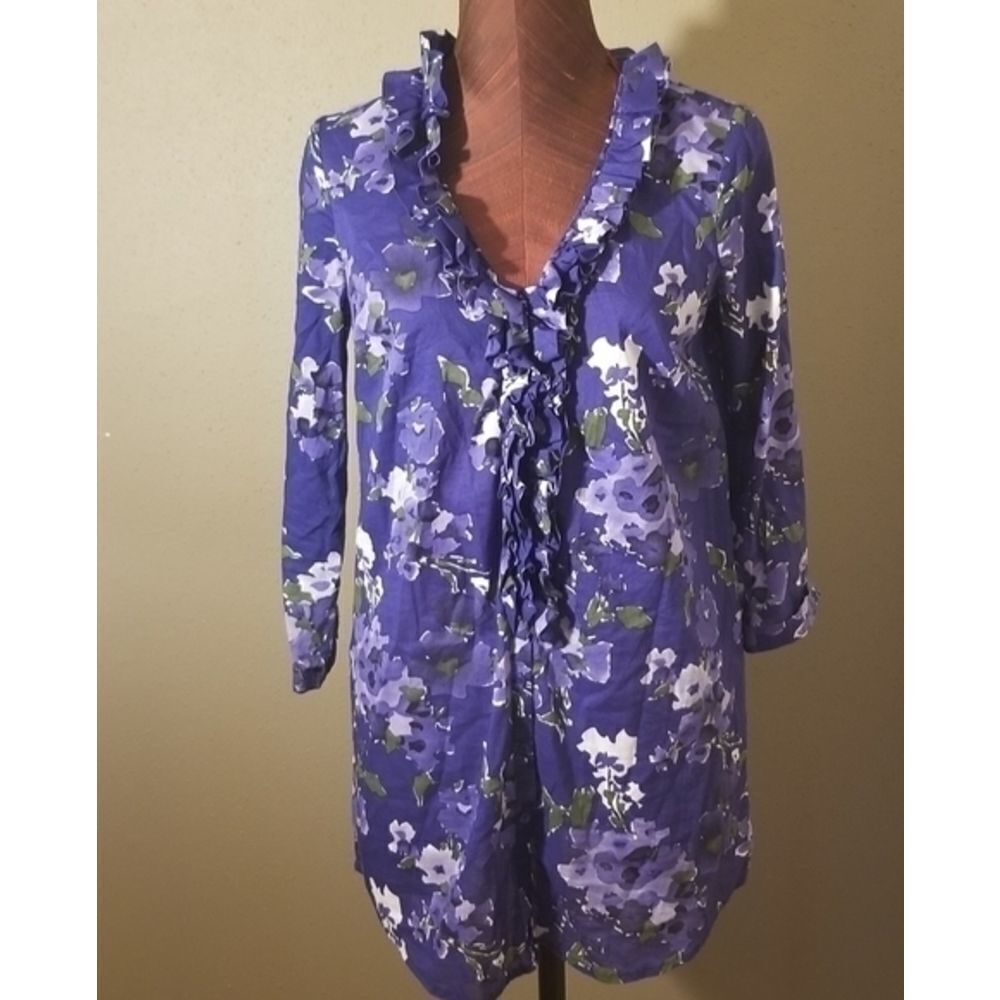 3for$20 - navy blue floral print blouse